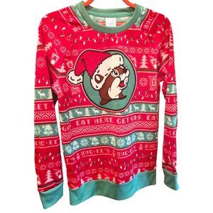 Buc-ee's Ugly Christmas Sweater Red, Green, White Fleece-Lined Women's Sz. Small